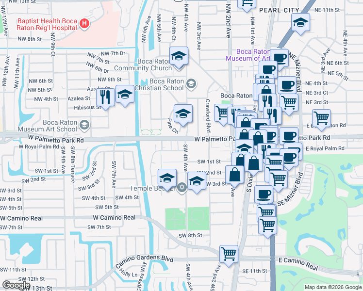 map of restaurants, bars, coffee shops, grocery stores, and more near in Boca Raton