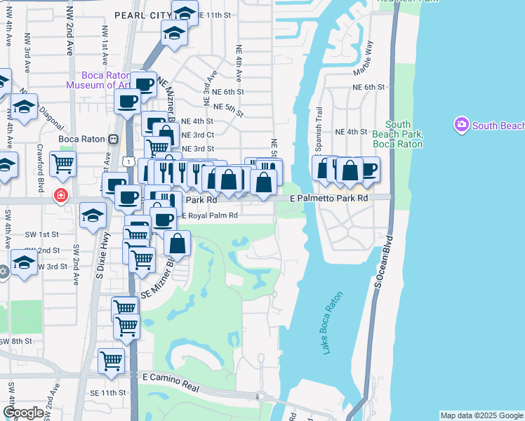 map of restaurants, bars, coffee shops, grocery stores, and more near in Boca Raton