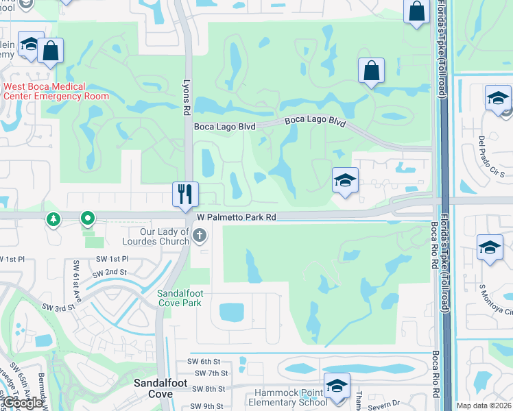 map of restaurants, bars, coffee shops, grocery stores, and more near 21726 Arriba Real in Boca Raton