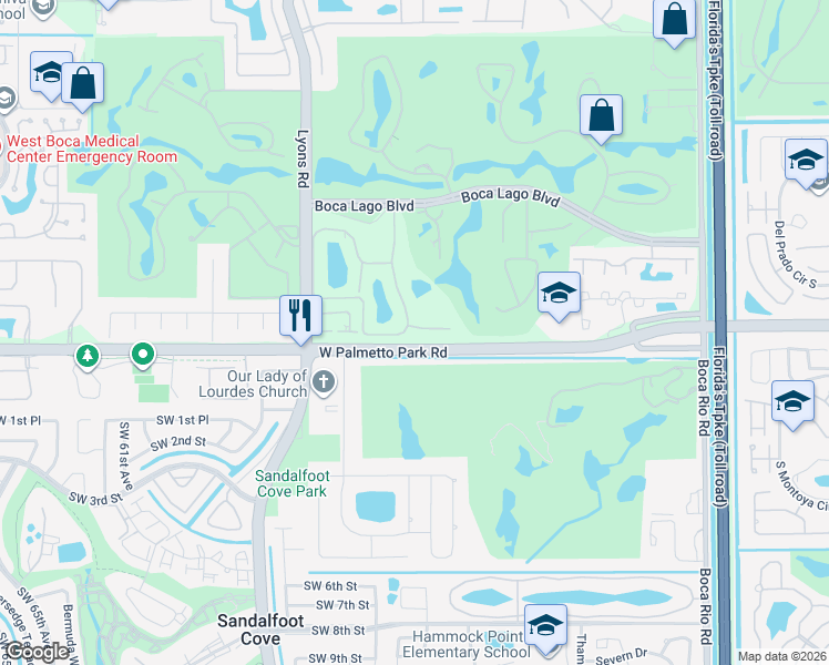 map of restaurants, bars, coffee shops, grocery stores, and more near 21726 Arriba Real in Boca Raton