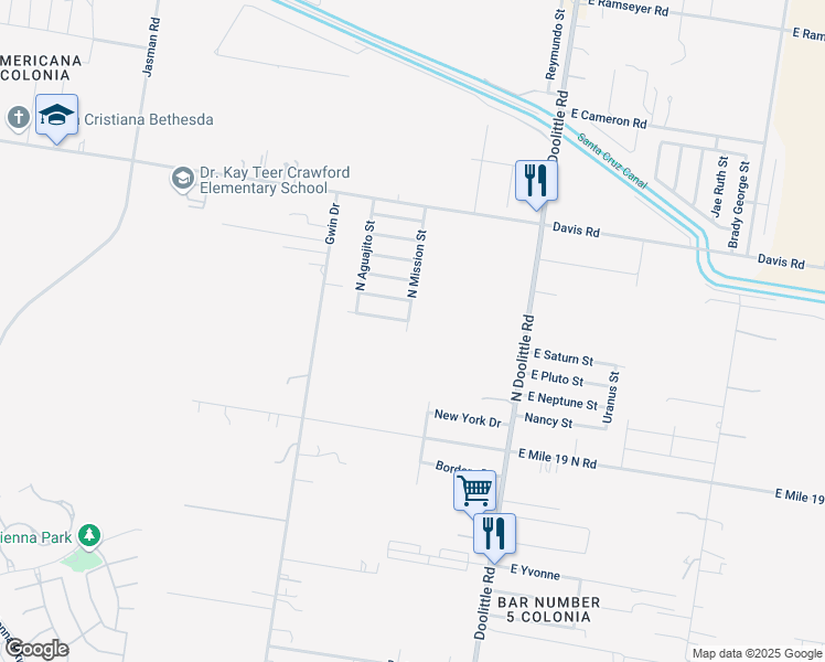 map of restaurants, bars, coffee shops, grocery stores, and more near 4816 North Mission Street in Edinburg