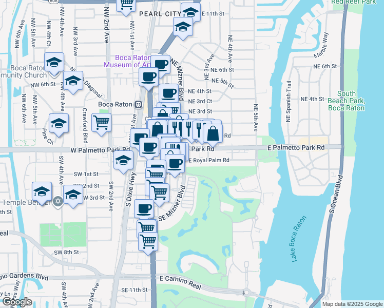 map of restaurants, bars, coffee shops, grocery stores, and more near in Boca Raton