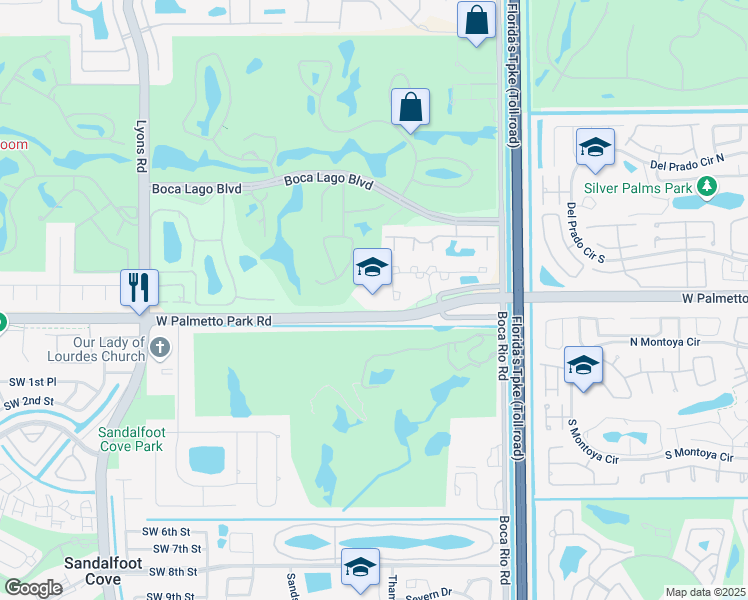 map of restaurants, bars, coffee shops, grocery stores, and more near 8411 West Palmetto Park Road in Boca Raton