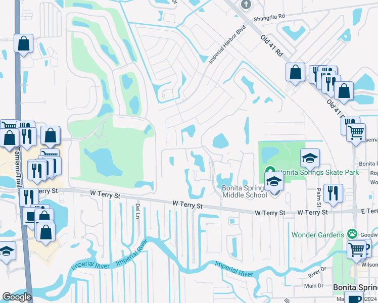 map of restaurants, bars, coffee shops, grocery stores, and more near 26660 Rosewood Pointe Drive in Bonita Springs