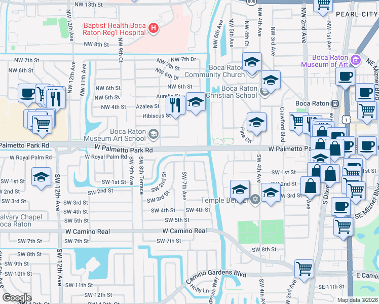 map of restaurants, bars, coffee shops, grocery stores, and more near 698 West Palmetto Park Road in Boca Raton