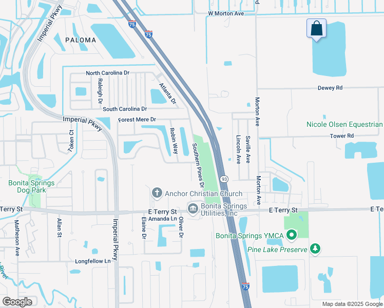 map of restaurants, bars, coffee shops, grocery stores, and more near 26650 Southern Pines Drive in Bonita Springs