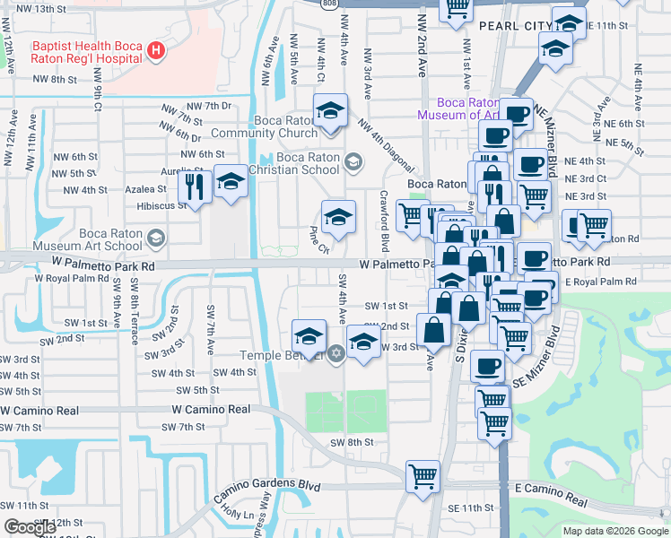 map of restaurants, bars, coffee shops, grocery stores, and more near in Boca Raton