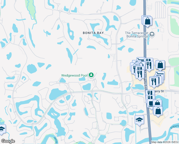 map of restaurants, bars, coffee shops, grocery stores, and more near 26880 Wedgewood Drive in Bonita Springs
