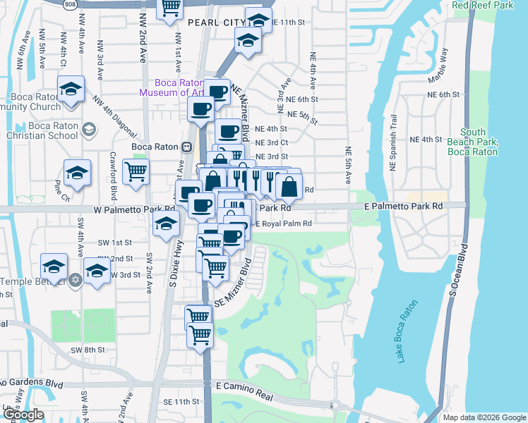 map of restaurants, bars, coffee shops, grocery stores, and more near in Boca Raton