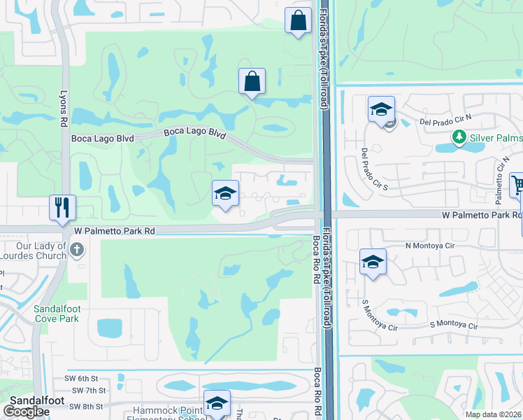 map of restaurants, bars, coffee shops, grocery stores, and more near 8140 Mizner Lane in Boca Raton