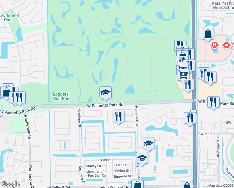 map of restaurants, bars, coffee shops, grocery stores, and more near 10710 Boca Woods Lane in Boca Raton