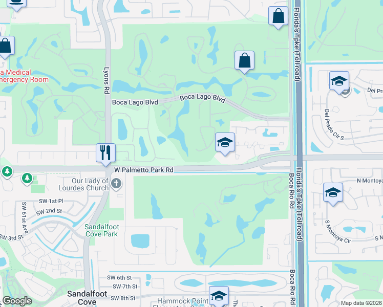 map of restaurants, bars, coffee shops, grocery stores, and more near 21854 Cypress Circle in Boca Raton