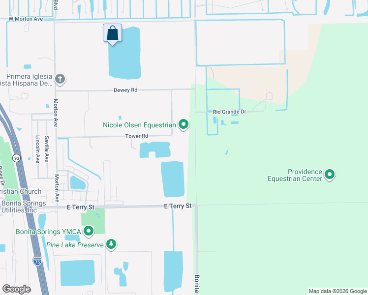 map of restaurants, bars, coffee shops, grocery stores, and more near 12880 Tower Road in Bonita Springs