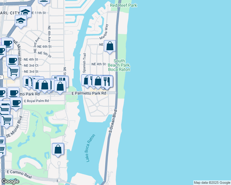 map of restaurants, bars, coffee shops, grocery stores, and more near in Boca Raton