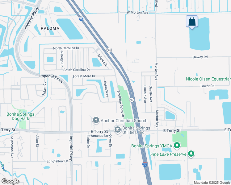 map of restaurants, bars, coffee shops, grocery stores, and more near 26636 Southern Pines Drive in Bonita Springs