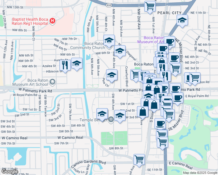 map of restaurants, bars, coffee shops, grocery stores, and more near in Boca Raton