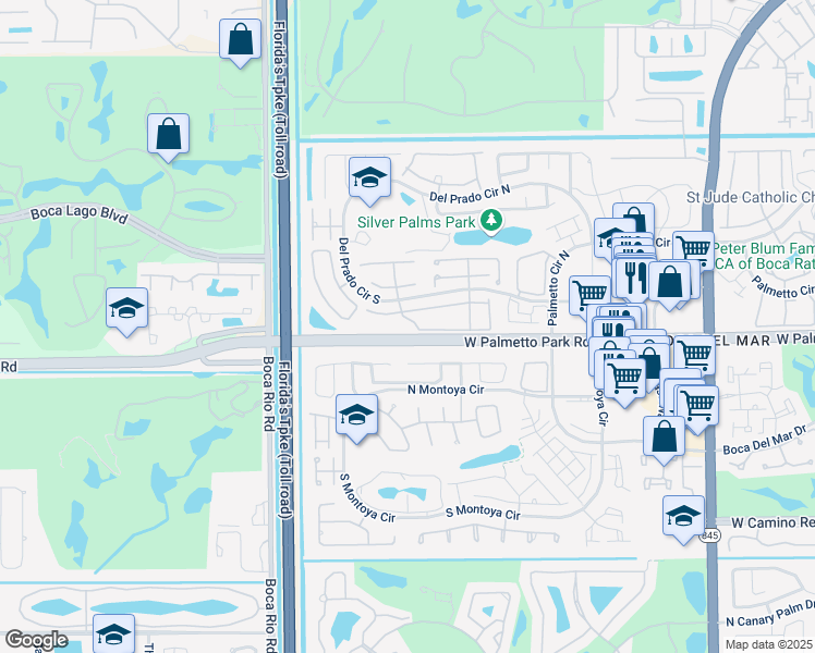 map of restaurants, bars, coffee shops, grocery stores, and more near 7719 Courtyard Run West in Boca Raton