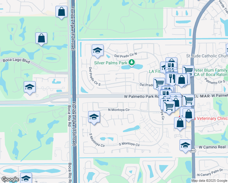 map of restaurants, bars, coffee shops, grocery stores, and more near 7669 Courtyard Run West in Boca Raton