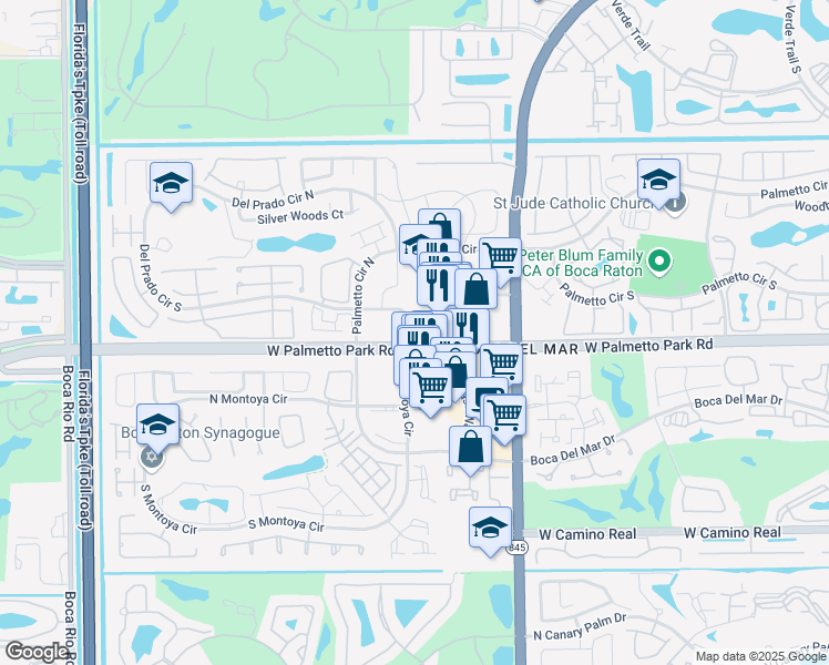 map of restaurants, bars, coffee shops, grocery stores, and more near 7251 West Palmetto Park Road in Boca Raton