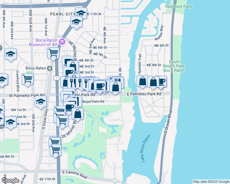 map of restaurants, bars, coffee shops, grocery stores, and more near in Boca Raton