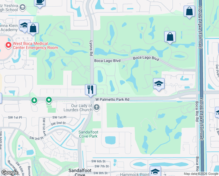 map of restaurants, bars, coffee shops, grocery stores, and more near 21757 Arriba Real in Boca Raton