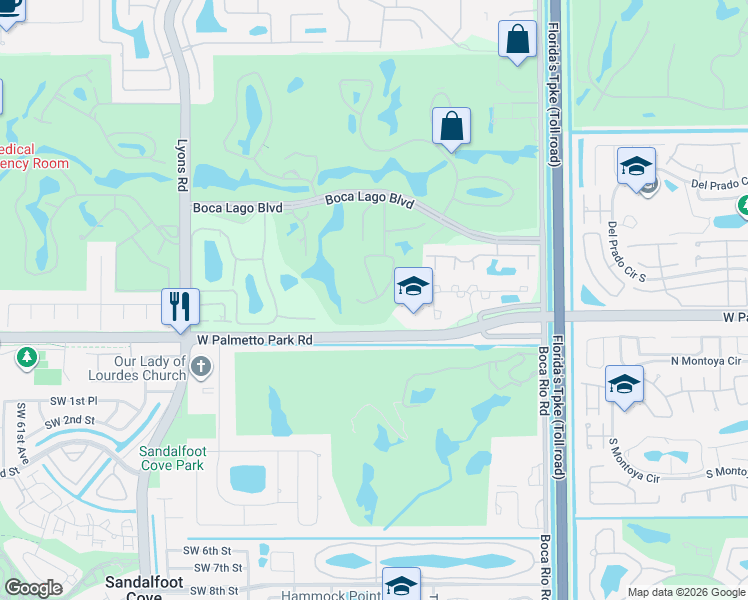 map of restaurants, bars, coffee shops, grocery stores, and more near 21820 Cypress Circle in Boca Raton