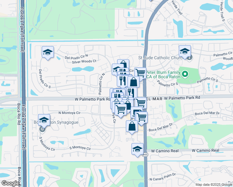 map of restaurants, bars, coffee shops, grocery stores, and more near 7251 West Palmetto Park Road in Boca Raton