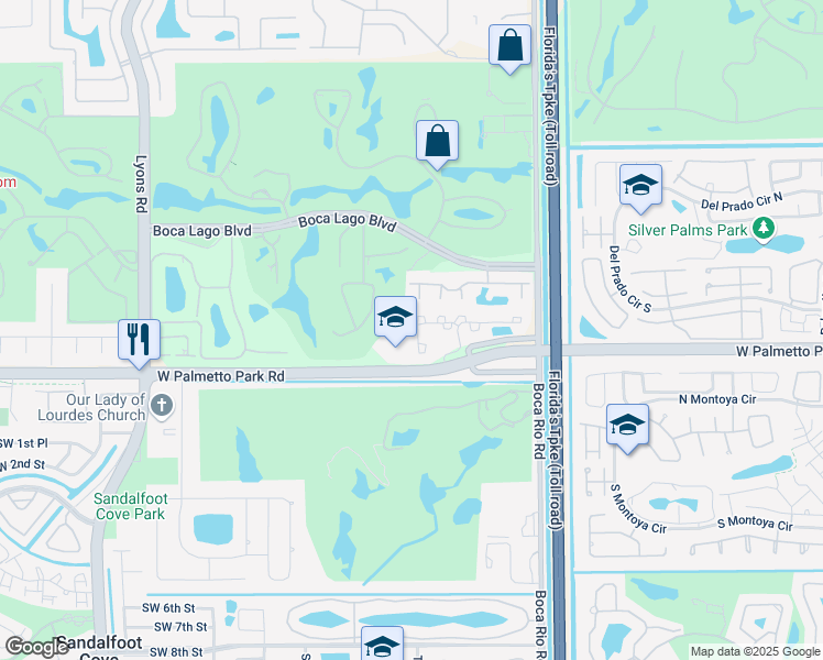 map of restaurants, bars, coffee shops, grocery stores, and more near 8411 West Palmetto Park Road in Boca Raton