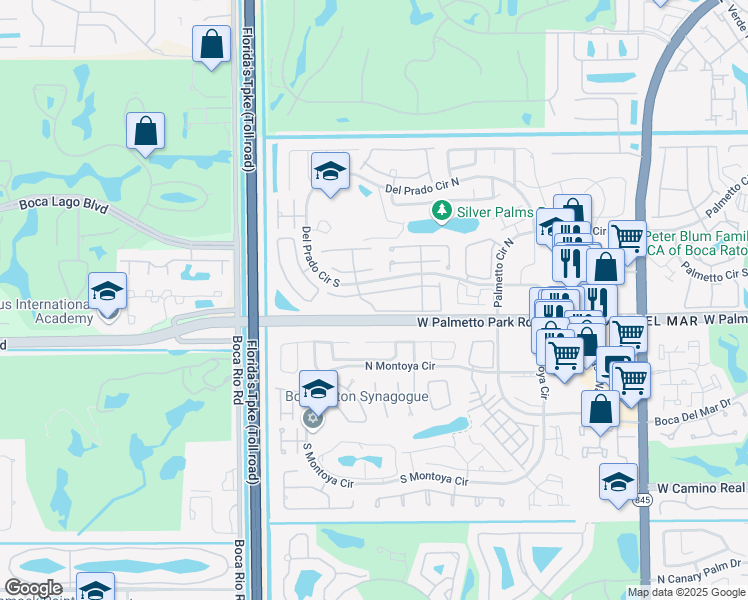 map of restaurants, bars, coffee shops, grocery stores, and more near 7697 Courtyard Run West in Boca Raton