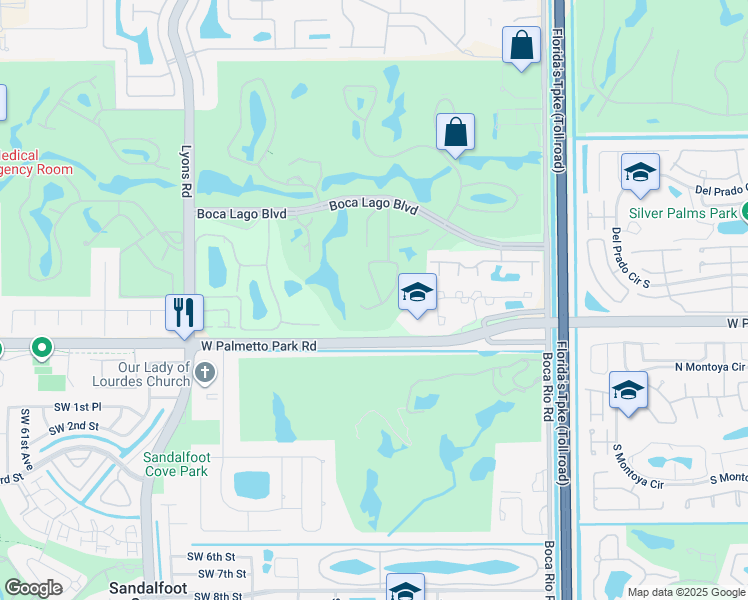 map of restaurants, bars, coffee shops, grocery stores, and more near 21910 Cypress Drive in Boca Raton