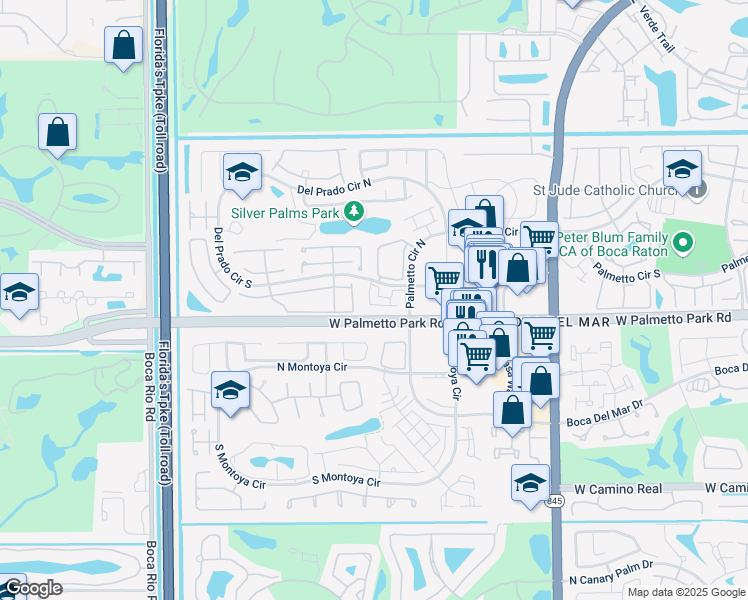 map of restaurants, bars, coffee shops, grocery stores, and more near 7432 Champagne Place in Boca Raton