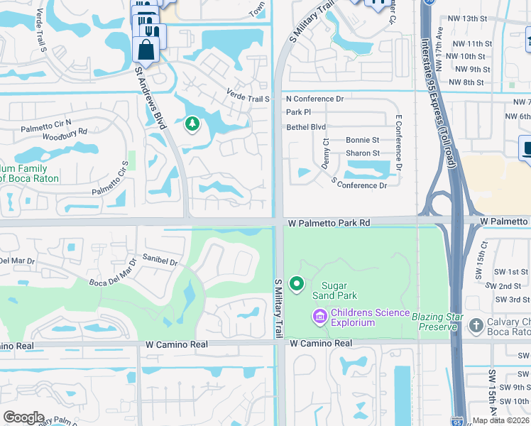 map of restaurants, bars, coffee shops, grocery stores, and more near 5710 Coach House Circle in Boca Raton