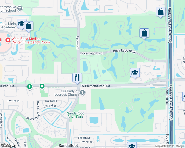 map of restaurants, bars, coffee shops, grocery stores, and more near 21757 Arriba Real in Boca Raton