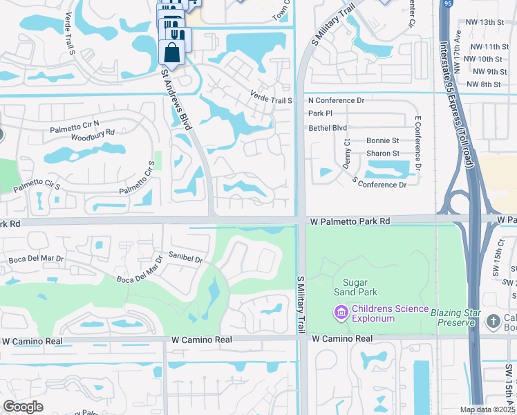 map of restaurants, bars, coffee shops, grocery stores, and more near 5731 Coach House Circle in Boca Raton
