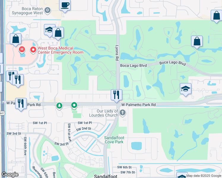 map of restaurants, bars, coffee shops, grocery stores, and more near 9030 Vista Del Lago in Boca Raton