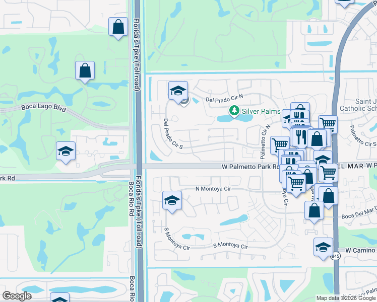 map of restaurants, bars, coffee shops, grocery stores, and more near 7750 Kenway Place East in Boca Raton