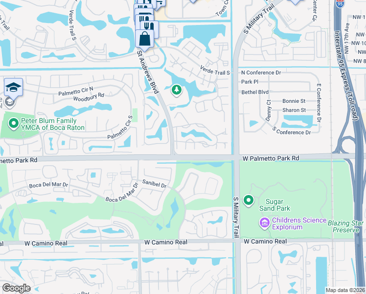 map of restaurants, bars, coffee shops, grocery stores, and more near 5791 Coach House Circle in Boca Raton