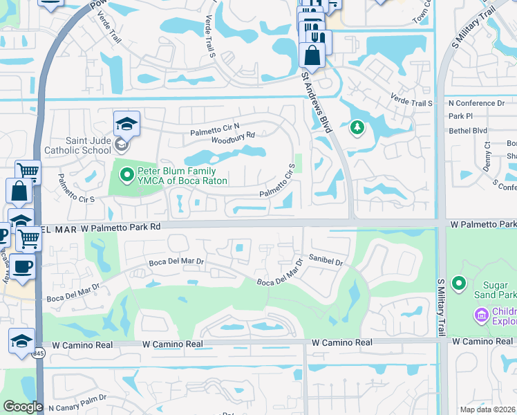 map of restaurants, bars, coffee shops, grocery stores, and more near 6247 Old Court Road in Boca Raton