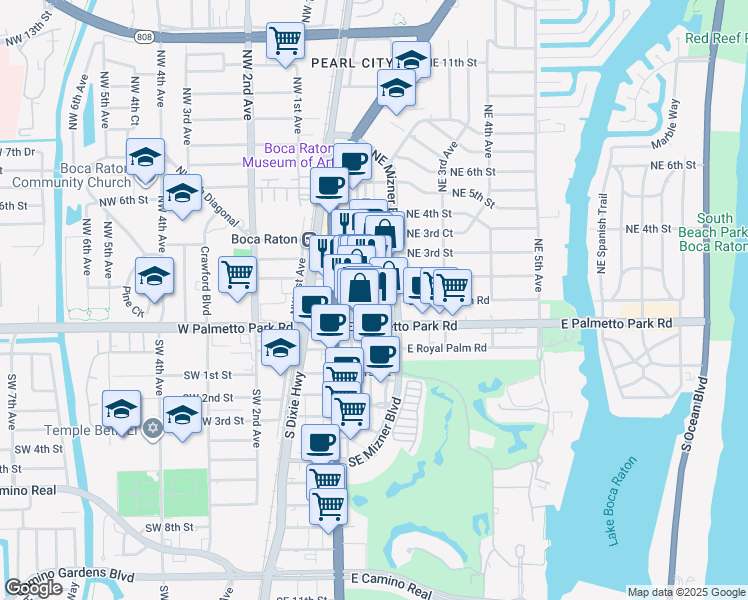 map of restaurants, bars, coffee shops, grocery stores, and more near in Boca Raton