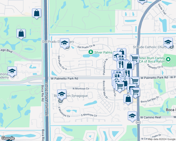 map of restaurants, bars, coffee shops, grocery stores, and more near 7482 Courtyard Run East in Boca Raton