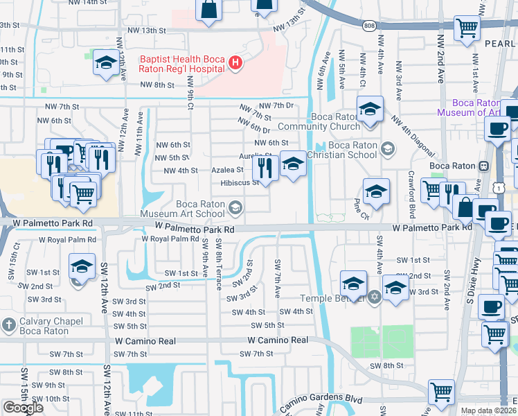 map of restaurants, bars, coffee shops, grocery stores, and more near 774 Oleander Street in Boca Raton