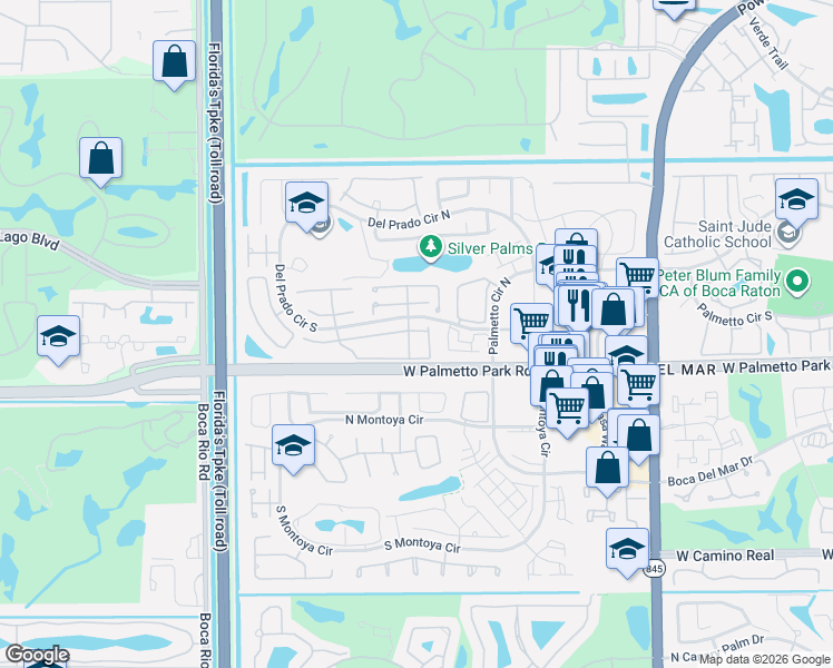 map of restaurants, bars, coffee shops, grocery stores, and more near 7482 Courtyard Run East in Boca Raton