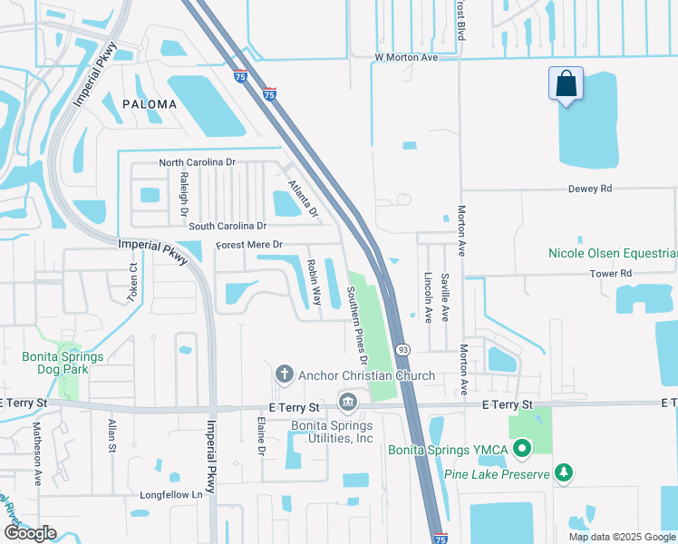 map of restaurants, bars, coffee shops, grocery stores, and more near 26560 Southern Pines Drive in Bonita Springs