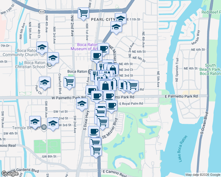 map of restaurants, bars, coffee shops, grocery stores, and more near in Boca Raton