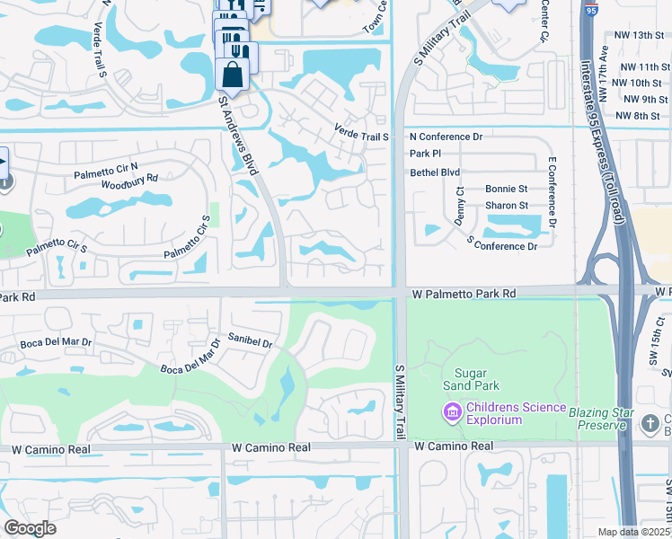 map of restaurants, bars, coffee shops, grocery stores, and more near 5731 Coach House Circle in Boca Raton