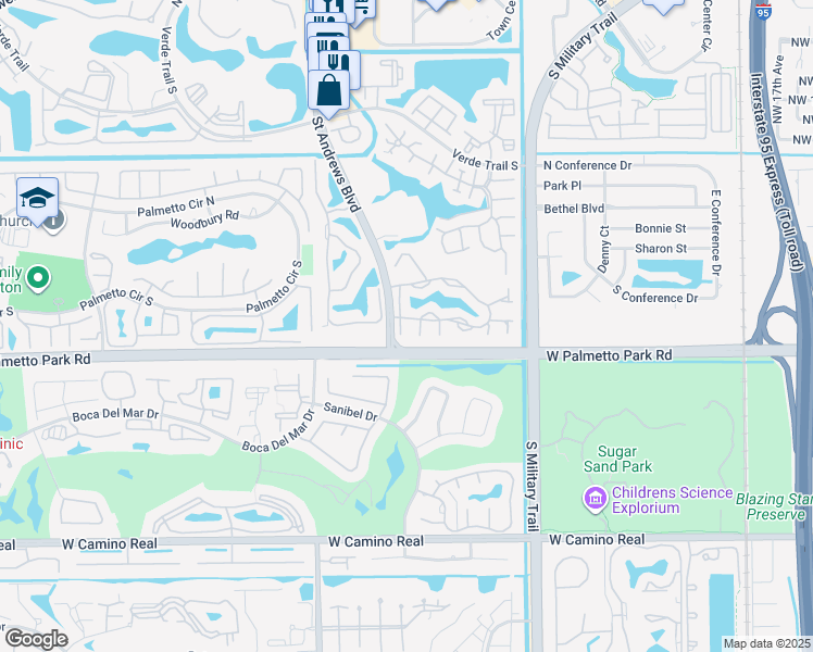 map of restaurants, bars, coffee shops, grocery stores, and more near 21932 Town Place Drive in Boca Raton