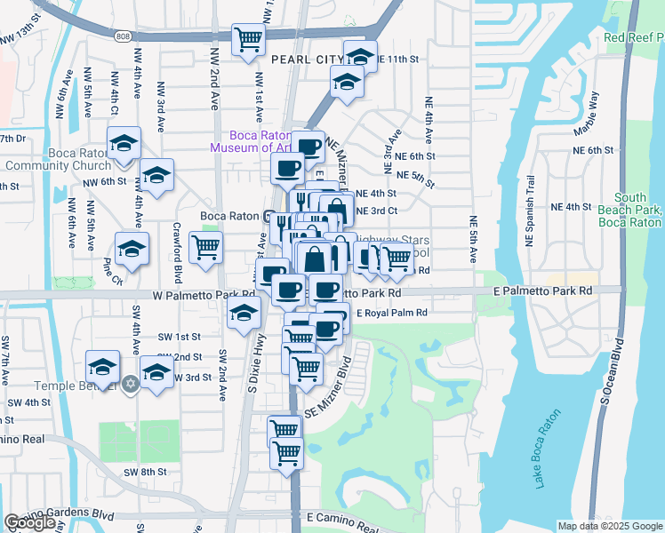 map of restaurants, bars, coffee shops, grocery stores, and more near in Boca Raton