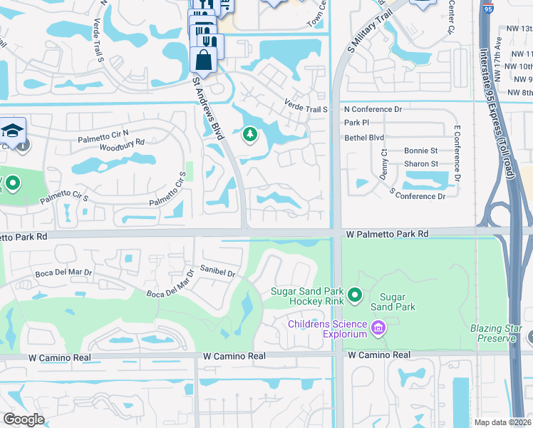 map of restaurants, bars, coffee shops, grocery stores, and more near 5791 Coach House Circle in Boca Raton