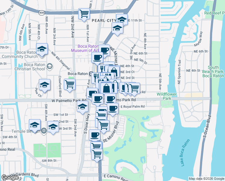 map of restaurants, bars, coffee shops, grocery stores, and more near in Boca Raton