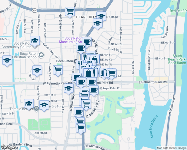 map of restaurants, bars, coffee shops, grocery stores, and more near in Boca Raton